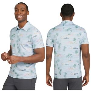 Chaps Golf Men's Light Blue Tropical Print Shirt Size 2XL